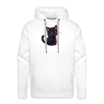 Neon Glitch Pixel Black Cat Art - Men's Premium Hoodie - white - Front - Liam (192cm)