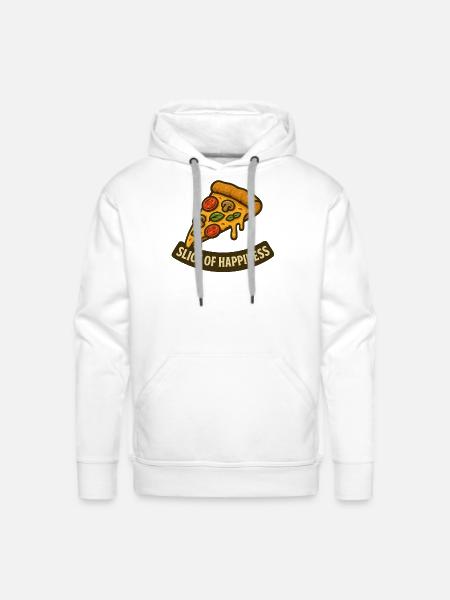 Slice of Happiness Pizza Slice - Men's Premium Hoodie - white