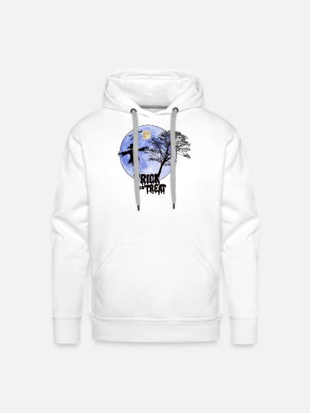 Moonlit Trick or Treat Silhouette - Men's Premium Hoodie - white