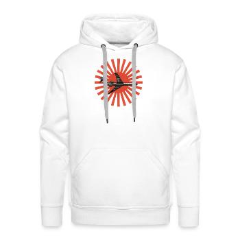 Red Sunburst plane Emblem - Men's Premium Hoodie - white - Front - Liam (192cm)