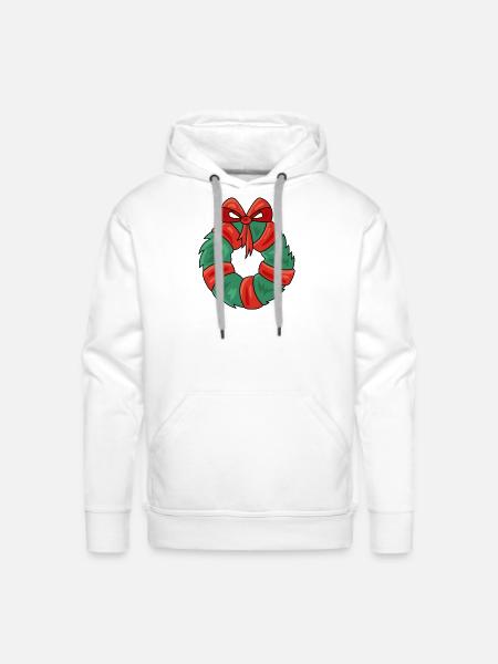 New Year Wreath - Men's Premium Hoodie - white