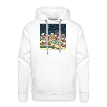 Winter Pixel Village Night - Men's Premium Hoodie - white - Front - Liam (192cm)
