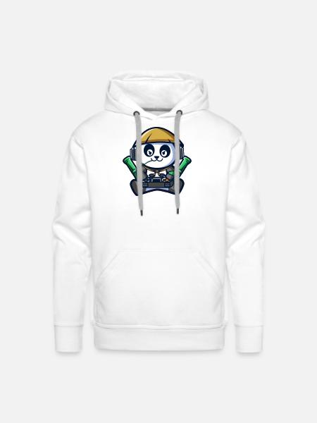 Panda Astronaut Gamer - Men's Premium Hoodie - white