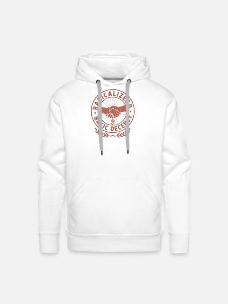 Radicalized Basic Decency Emblem - Men's Premium Hoodie - white