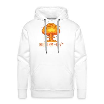 Sudo RM -RF Linux Command Nuclear Explosion Design - Men's Premium Hoodie - white - Front - Liam (192cm)