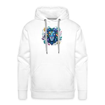 Vivid Circuit Lion Tech Art - Men's Premium Hoodie - white - Front - Liam (192cm)