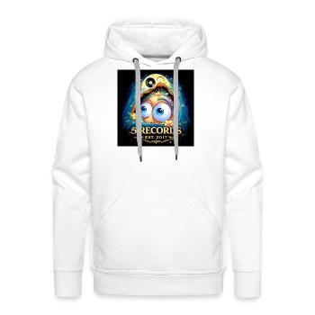 5 Records Cosmic Cartoon Logo – Est. 2017 - Men's Premium Hoodie - white - Front - Liam (192cm)