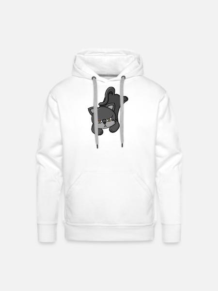 Grouchy Grey Cat - Men's Premium Hoodie - white