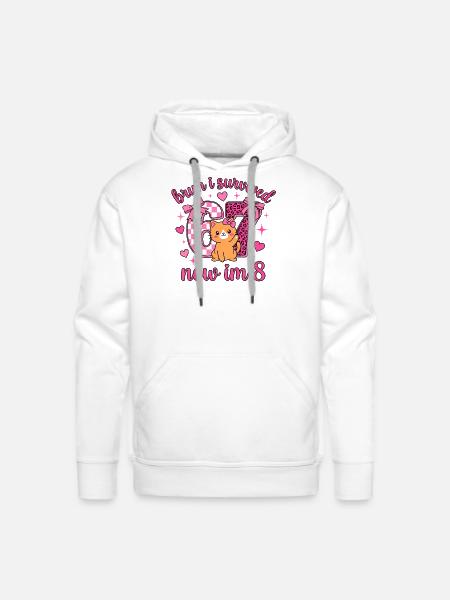 8th Birthday Kitty Survived 6 - Men's Premium Hoodie - white
