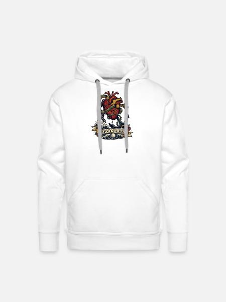 Heavy Heart Traditional Tattoo - Men's Premium Hoodie - white