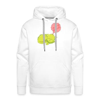 Lime Neon Sleepy Cat - Men's Premium Hoodie - white - Front - Liam (192cm)