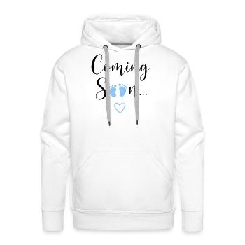 Coming Soon Baby Feet Heart - Men's Premium Hoodie - white - Front - Liam (192cm)