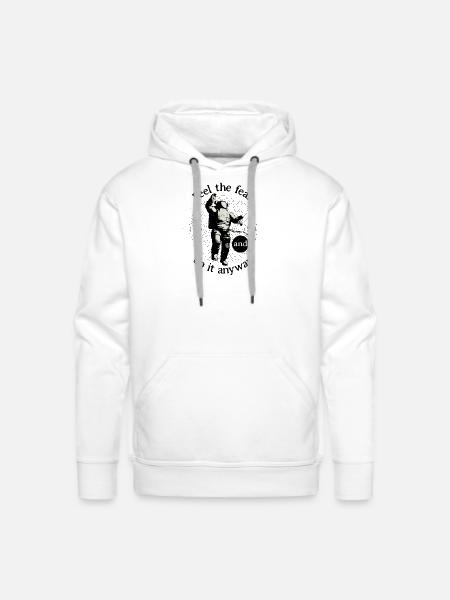 Astronaut Faces Fear Orbit - Men's Premium Hoodie - white