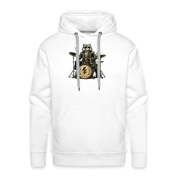 Steampunk Cat Drummer - Men's Premium Hoodie - white - Front - Liam (192cm)