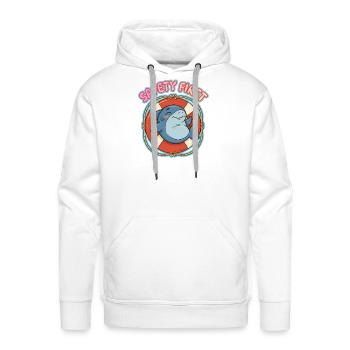 Safety First Funny Shark Lifebuoy Mascot - Men's Premium Hoodie - white - Front - Liam (192cm)