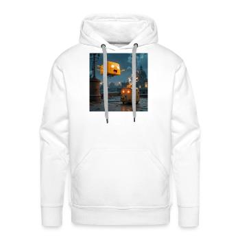 Cheese Cube Skyflight - Men's Premium Hoodie - white - Front - Liam (192cm)