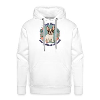 Floral Bulldog Paw Heart - Men's Premium Hoodie - white - Front - Liam (192cm)