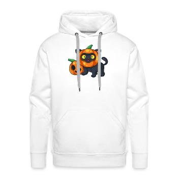 Cute Halloween Black Cat Pumpkin Vector Art - Men's Premium Hoodie - white - Front - Liam (192cm)