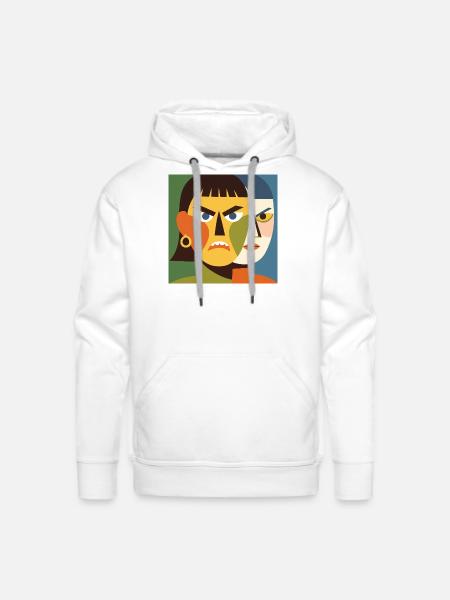 Cubist Dual Faces - Men's Premium Hoodie - white