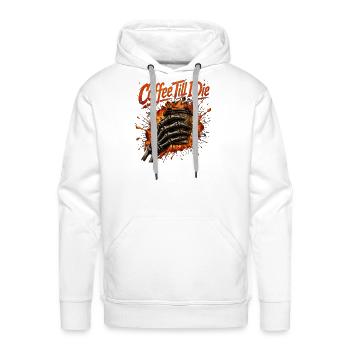 Coffee Till I Die Skeleton Flame - Men's Premium Hoodie - white - Front - Liam (192cm)