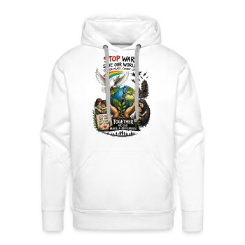 Peaceful Unity: Heal the World - Men's Premium Hoodie - white - Front - Liam (192cm)