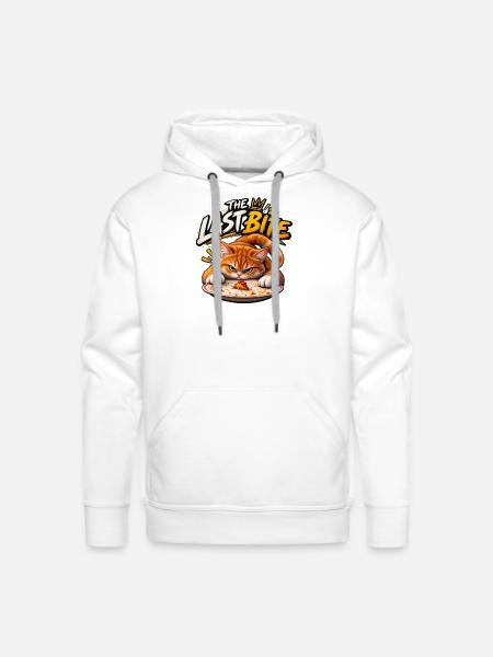 The Last Bite Cat Pizza - Men's Premium Hoodie - white