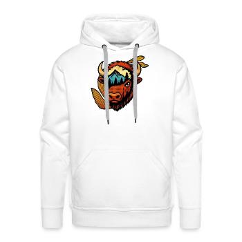 Bison Summit Pop Art Portrait - Men's Premium Hoodie - white - Front - Liam (192cm)