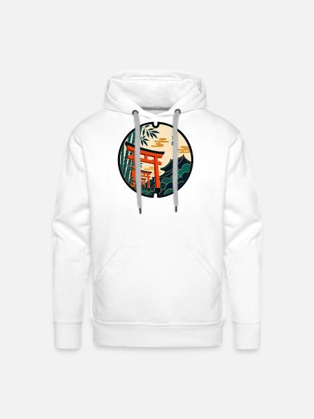 Kyoto Manhole Art - Men's Premium Hoodie - white