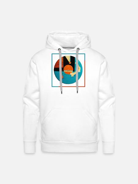 Abstract Cat Orbit Circle - Men's Premium Hoodie - white