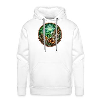Verdant Arc: Mystic Cannabis Lotus Circle - Men's Premium Hoodie - white - Front - Liam (192cm)