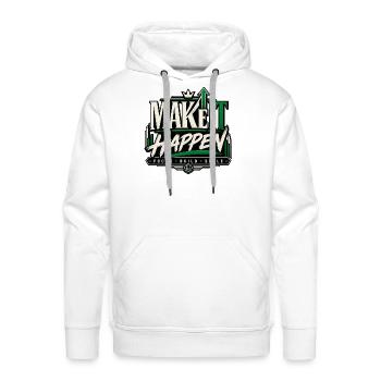 Make It Happen: Focus Build Scale Logo - Men's Premium Hoodie - white - Front - Liam (192cm)