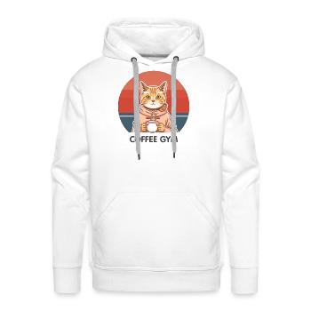 Sunset Cat Coffee Gym - Men's Premium Hoodie - white - Front - Liam (192cm)