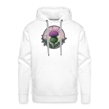 Beautiful But Prickly Thistle Badge - Men's Premium Hoodie - white - Front - Liam (192cm)