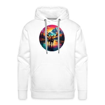 Moose Head Peak - Men's Premium Hoodie - white - Front - Liam (192cm)