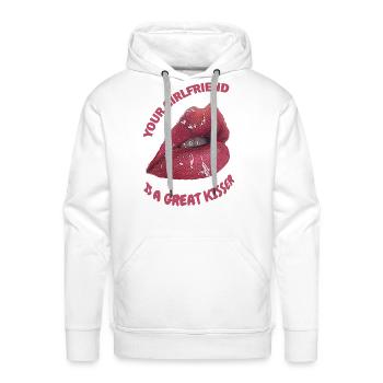 Your Girlfriend Is A Great Kisser For Girlfriend - Men's Premium Hoodie - white - Front - Liam (192cm)