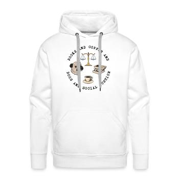 books and coffee and dogs and social justice34 - Men's Premium Hoodie - white - Front - Liam (192cm)