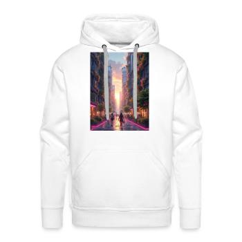 Solar‑Punk Green Metropolis - Men's Premium Hoodie - white - Front - Liam (192cm)