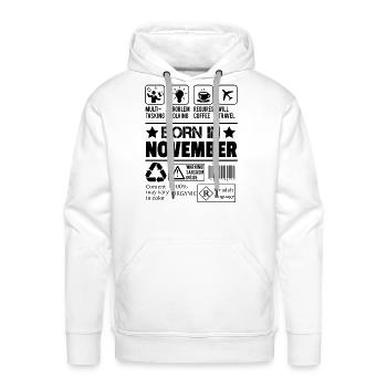 Born In November - Men's Premium Hoodie - white - Front - Liam (192cm)