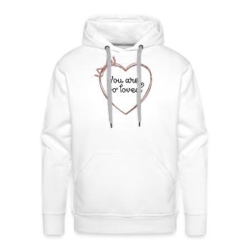 You Are So Loved Cute Minimalist Heart Ribbon Vale - Men's Premium Hoodie - white - Front - Liam (192cm)