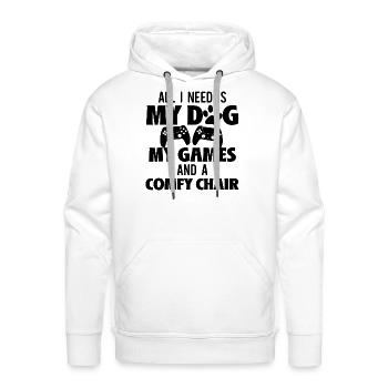All I Need Is My Dog My Games And A Comfy Chair - Men's Premium Hoodie - white - Front - Liam (192cm)