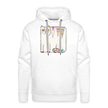 White Loaf Cat - Men's Premium Hoodie - white - Front - Liam (192cm)