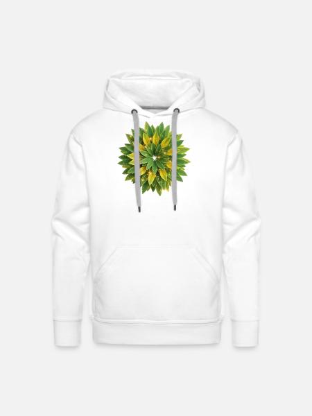 Leaf Mandala Glow - Men's Premium Hoodie - white