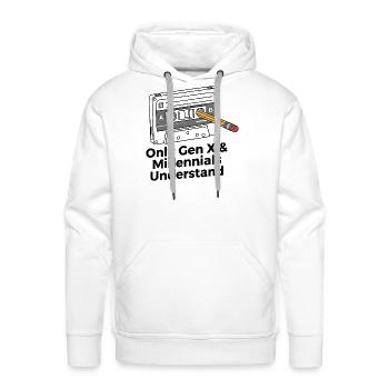 Retro Cassette Nostalgia: Gen X & Millennials - Men's Premium Hoodie - white - Front - Liam (192cm)
