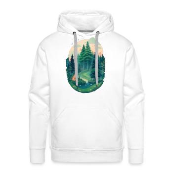 Pine trees Pine Tree Mountain Landscape t-shirt - Men's Premium Hoodie - white - Front - Liam (192cm)