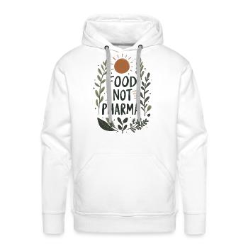 Food Not Pharma Natural Organic Nutrition Comfy - Men's Premium Hoodie - white - Front - Liam (192cm)