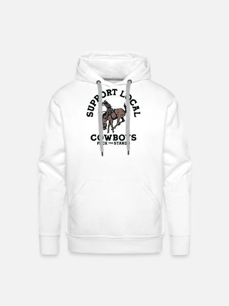 Soutenez les cow-boys locaux - Molleton à capuche Premium pour homme - blanc
