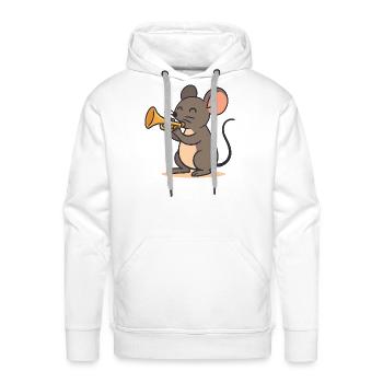 Mouse plays trumpet - Men's Premium Hoodie - white - Front - Liam (192cm)