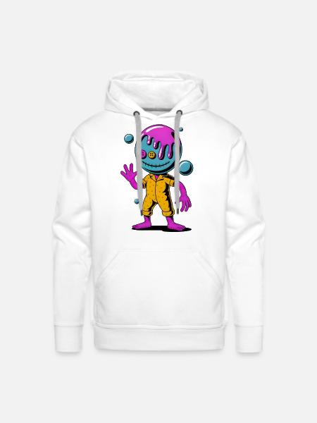 Neon Drip Alien in Yellow Suit - Men's Premium Hoodie - white