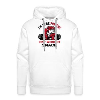 Post-Workout Snack Funny Gym Bulldog Bodybuilder - Men's Premium Hoodie - white - Front - Liam (192cm)