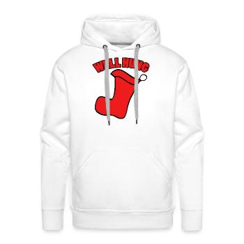WELL HUNG FUNNY CHRISTMAS - Men's Premium Hoodie - white - Front - Liam (192cm)